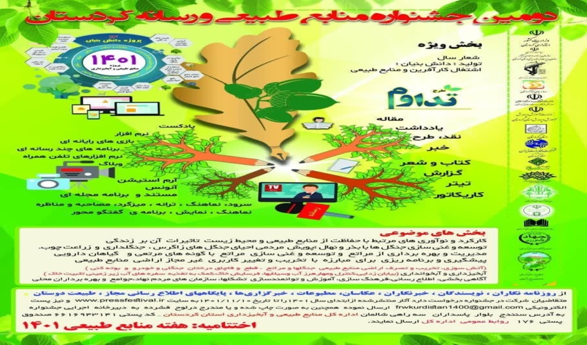 ۱۷۲ اثر به دومین جشنواره منابع طبیعی و رسانه کردستان ارسال شد